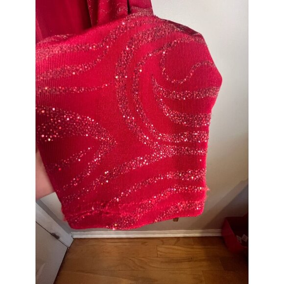 Retro Animal Print Glitter Sweater Cardigan Red L Festive Holiday Classic Chic - Picture 4 of 9